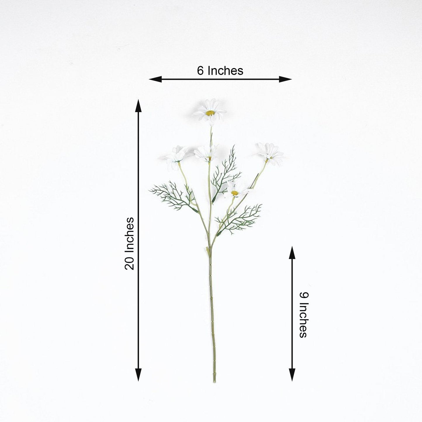 6 White Daisy Stems Artificial In Silk 