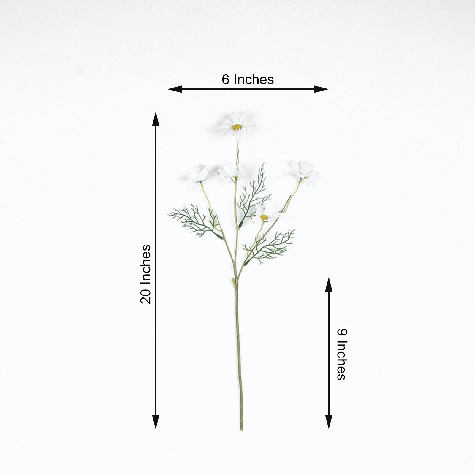 6 White Daisy Stems Artificial In Silk 