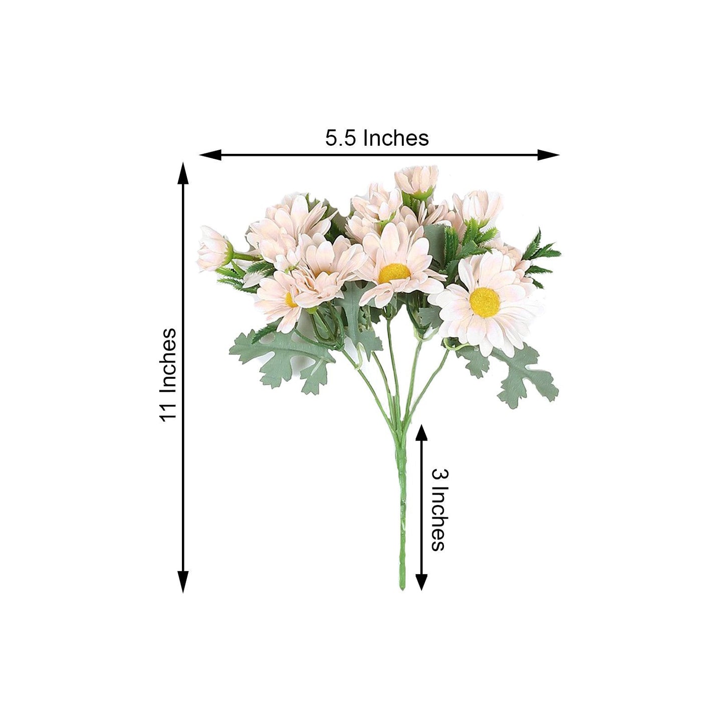11 Inch Artificial Daisy Bouquet of 4 Bushes in Blush