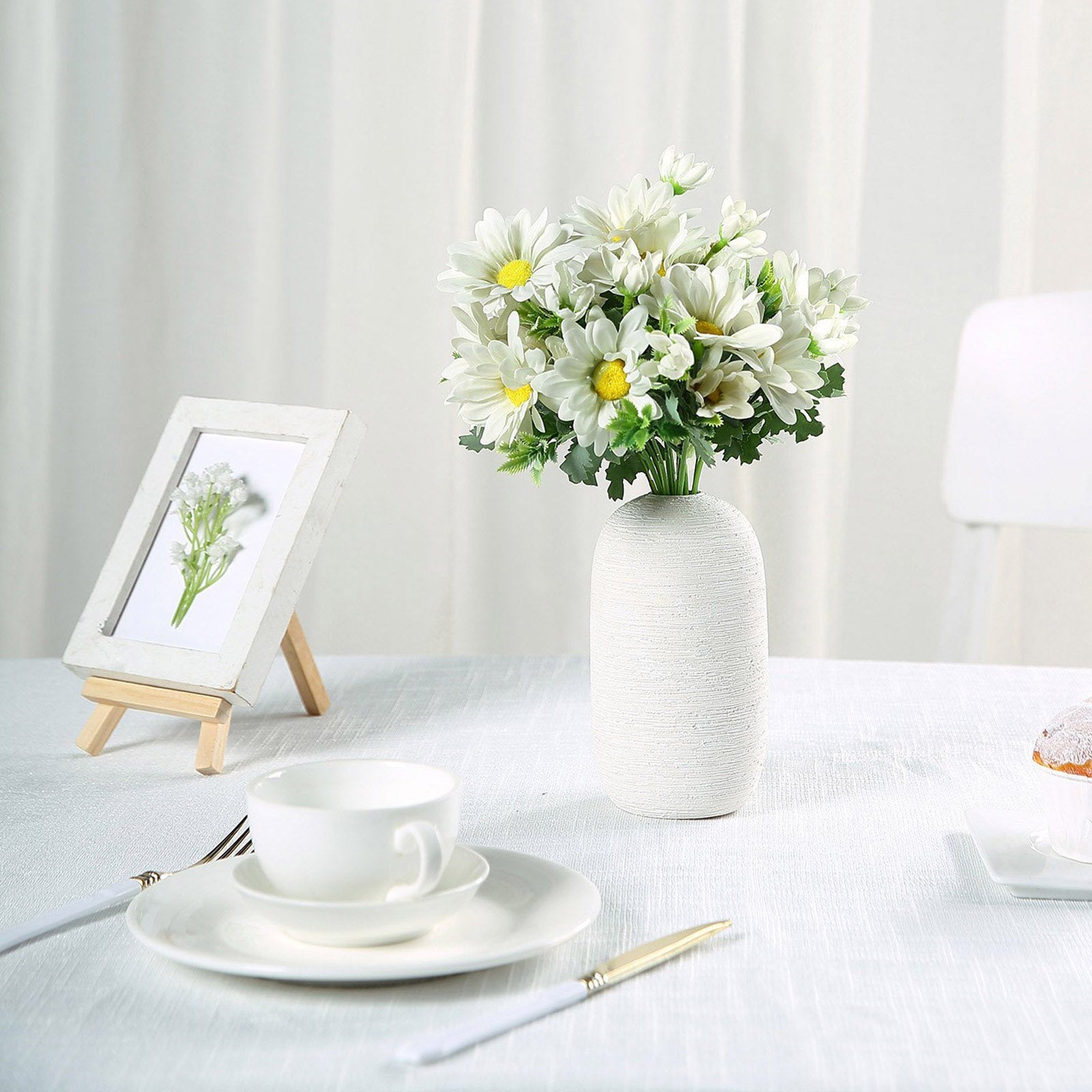 Artificial Silk Daisy Flowers in Cream 11 Inch 4 Bushes 