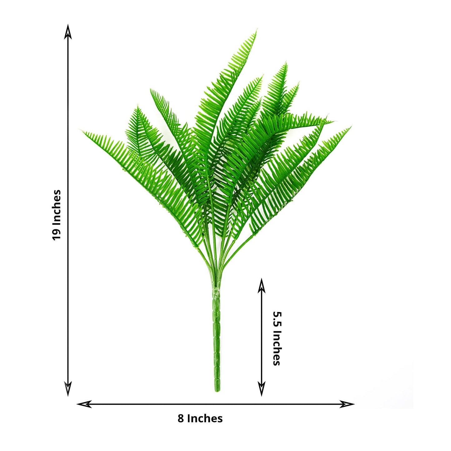 Artificial green cycas fern leaf bush, 2 stems, indoor faux plant.
