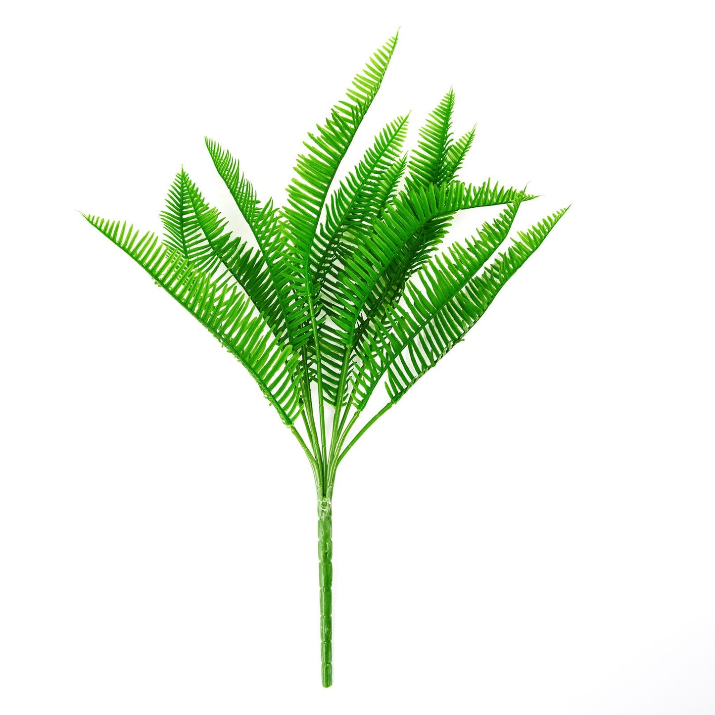 Green artificial cycas fern leaf indoor bush, 2 stems.