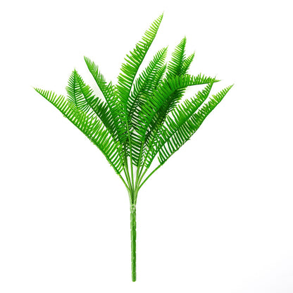 Green artificial cycas fern leaf indoor bush, 2 stems.