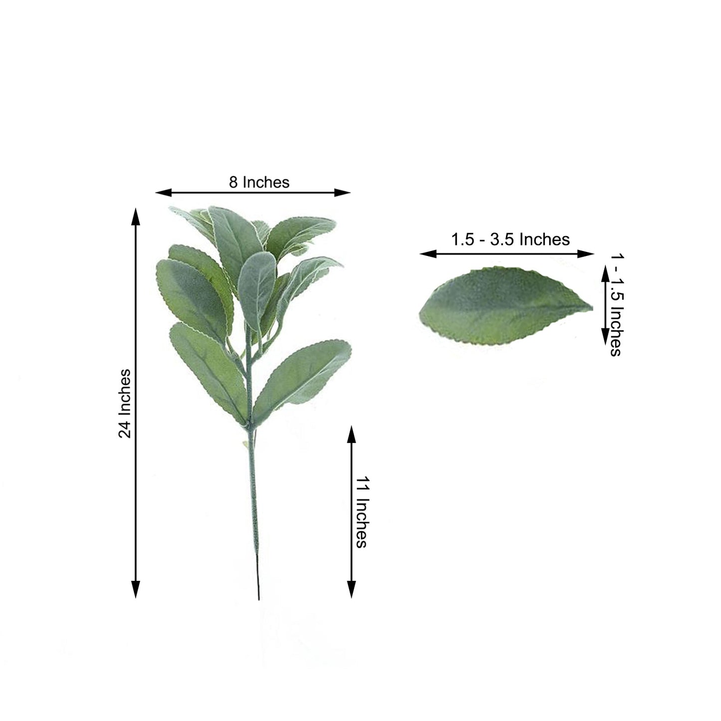 Frosted green artificial lambs ear leaf indoor plant, 24 inches tall.