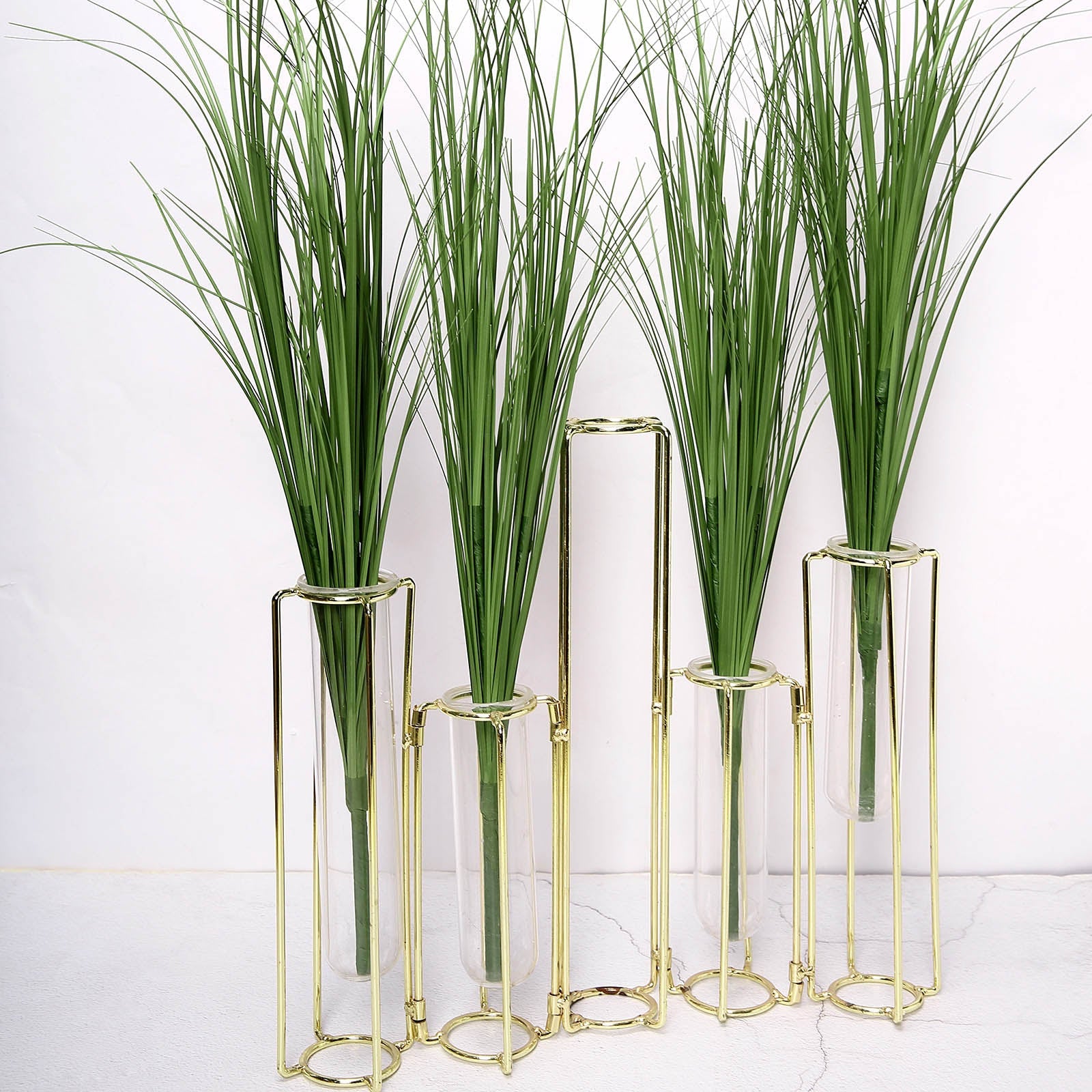 20" Green Artificial Grass Sprays in Decorative Vases