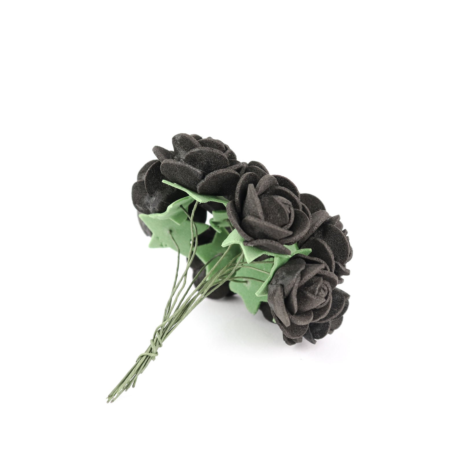 Craft Rose Buds Supply 48 Black Foam Roses 1 Inch With Artificial Stem