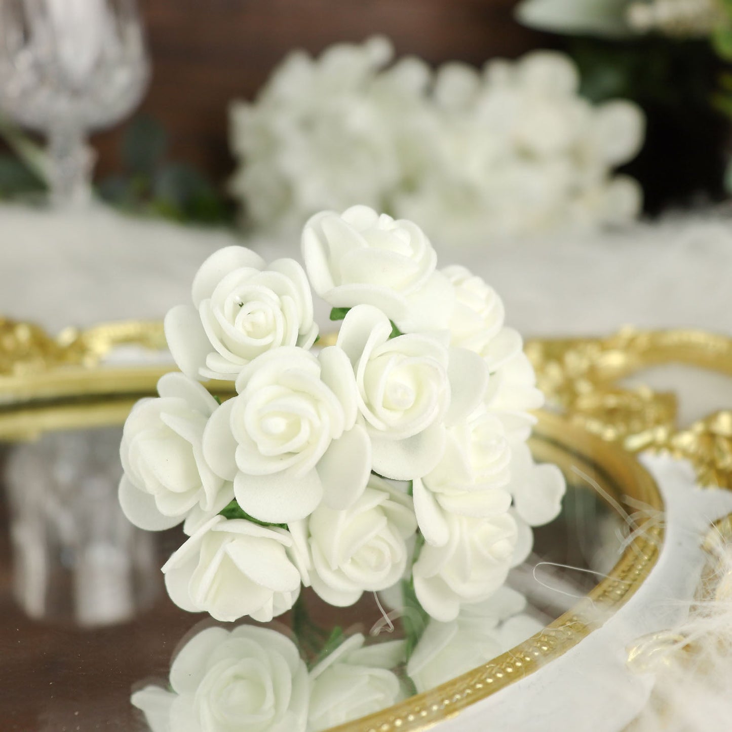 48 1 Inch Ivory Foam Roses With Real Touch Stem