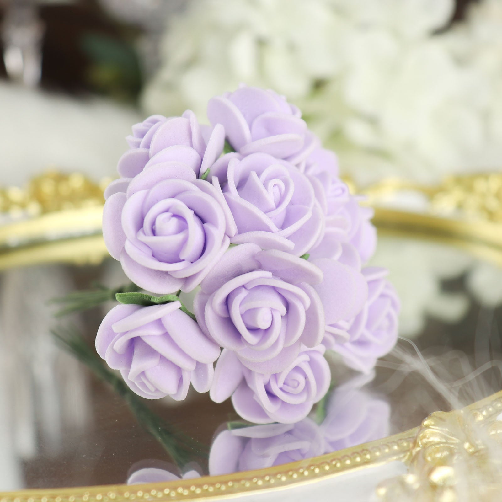 foam lavender plants 48 Roses 1" Lavender Real Touch Artificial DIY Foam Rose Flowers With Stem, Craft Rose Buds