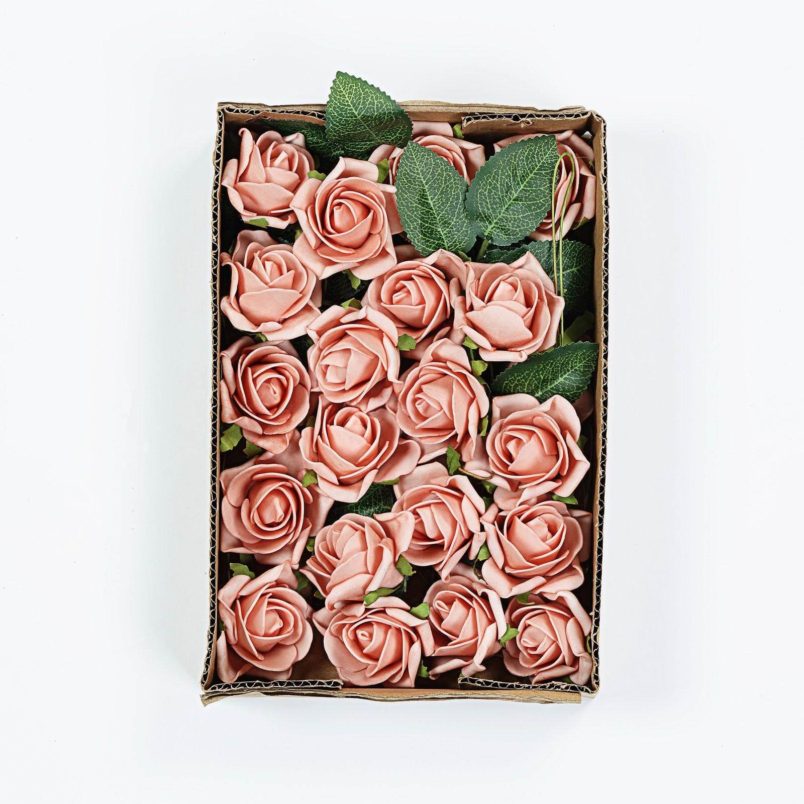 Dusty Rose Artificial Roses 24 Roses 2 Inch Foam Flexible Stems and Leaves