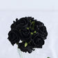24 Roses | 2" Black Artificial Foam Flowers With Stem Wire and Leaves