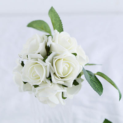 Lifelike Elegance of Ivory Artificial Foam Roses