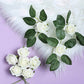 2 Inch Ivory Foam Flowers with Flexible Stem and Leaves 24 Roses