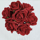 24 Roses | 2" Red Artificial Foam Flowers With Stem Wire and Leaves