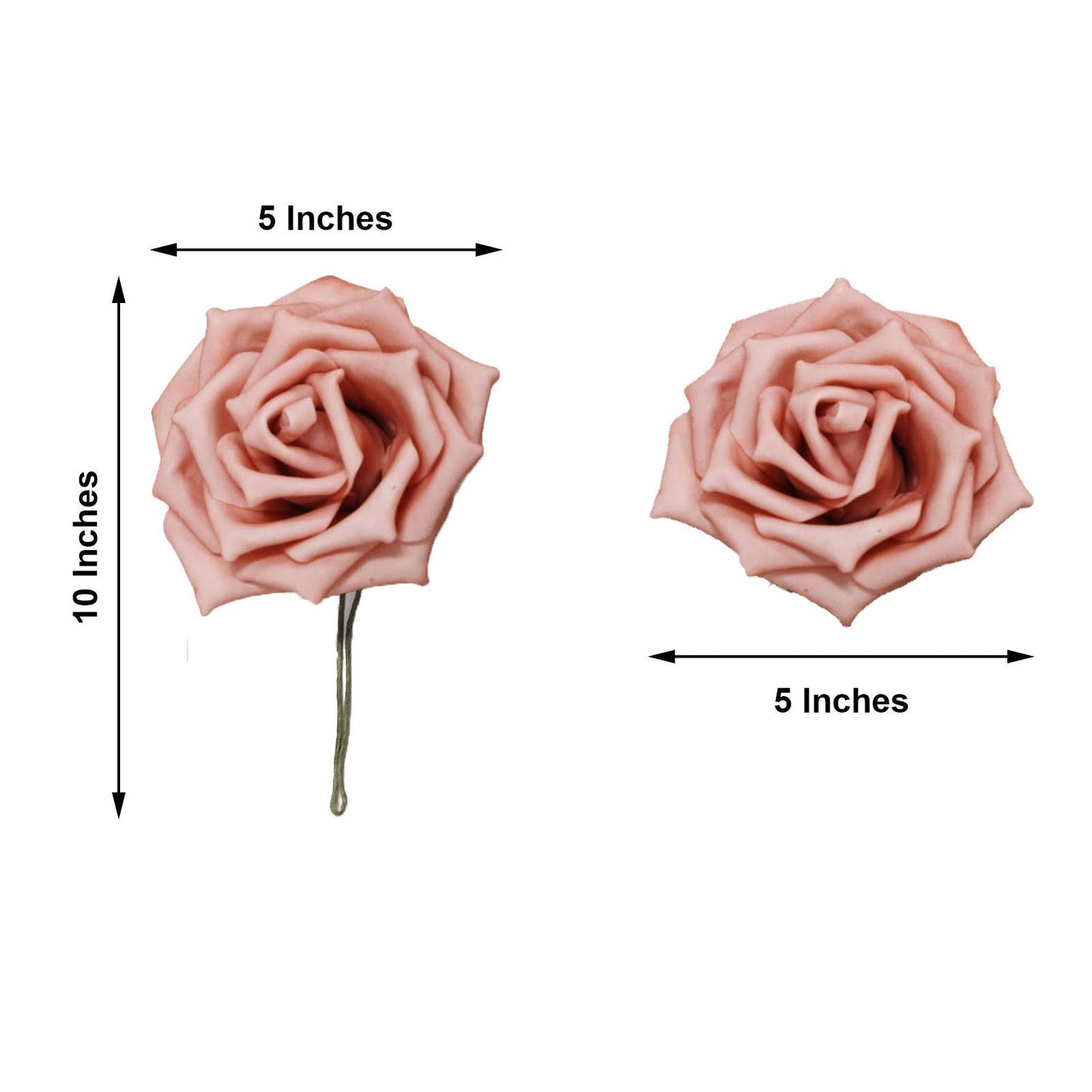 5 Inch Dusty Rose Foam Flowers with Flexible Stems and Leaves 24 Roses 