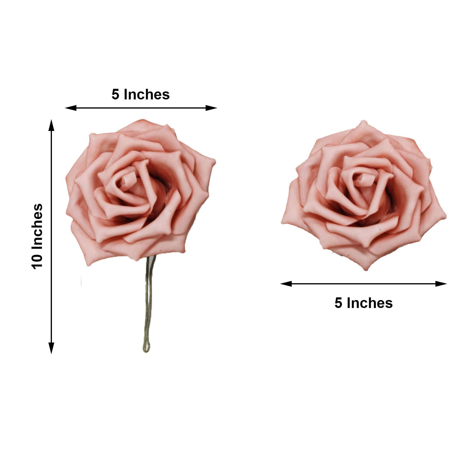 5 Inch Dusty Rose Foam Flowers with Flexible Stems and Leaves 24 Roses 