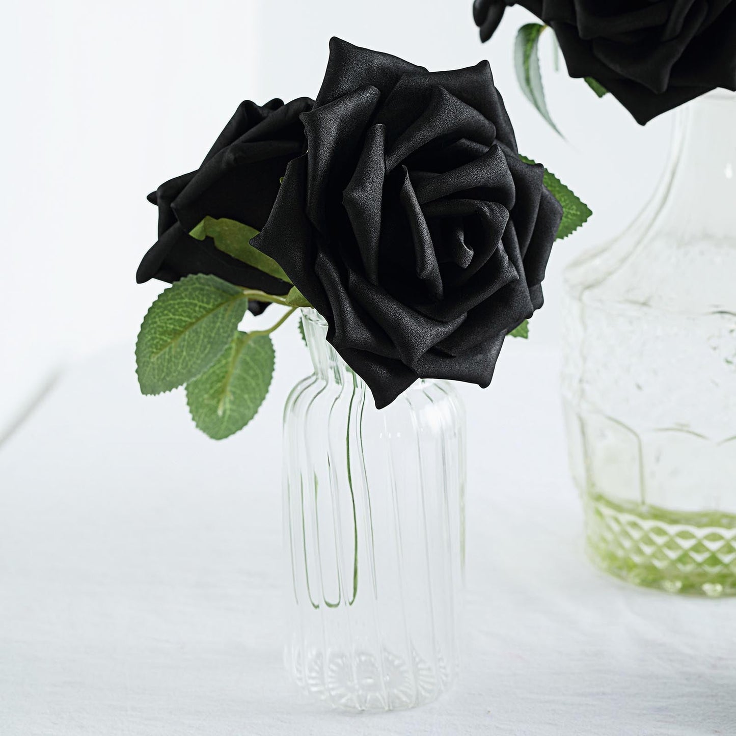 5 Inch Black Artificial Flowers with Flexible Stem and Leaves 24 Roses
