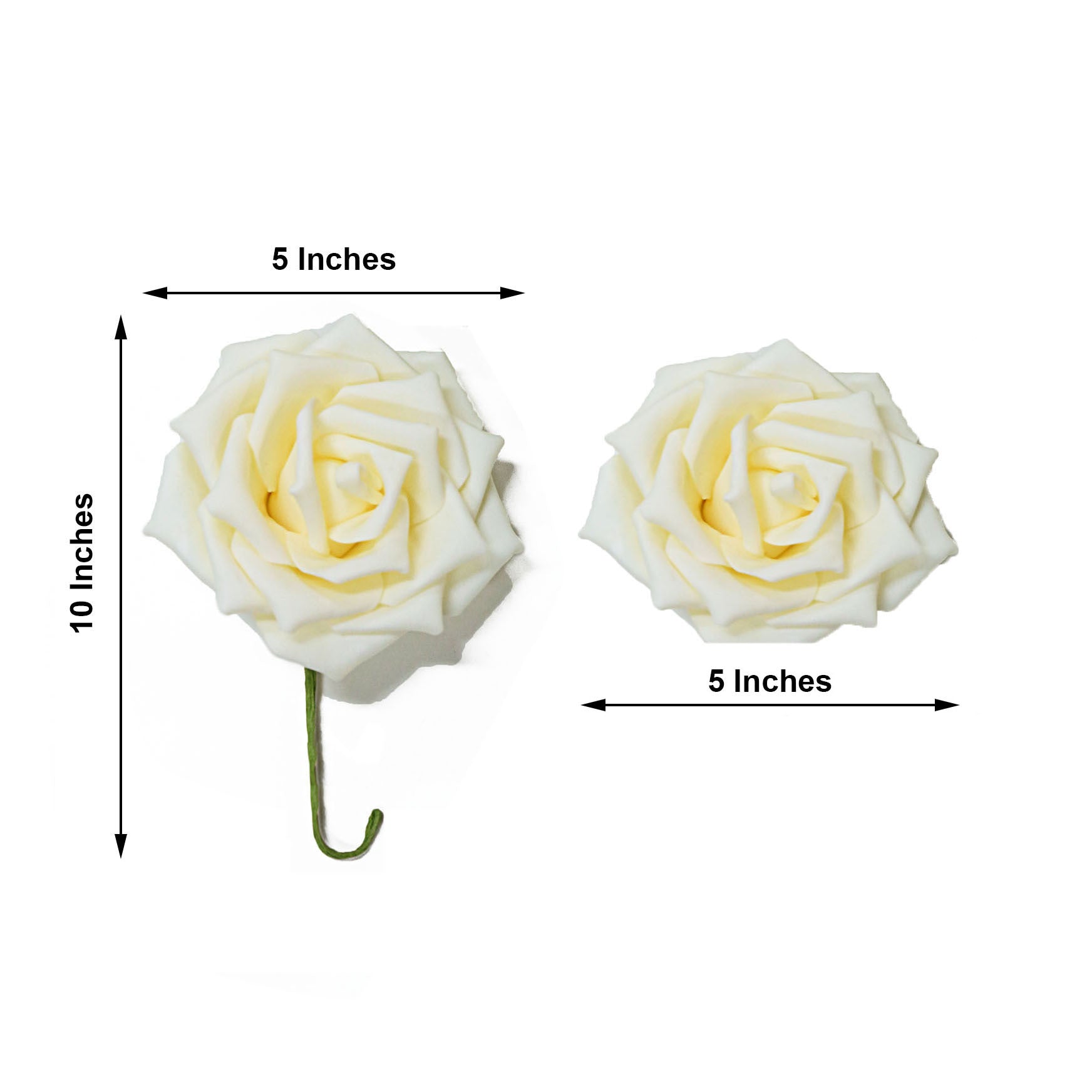 Artificial Foam Roses 24 Roses 5 Inch Cream Flexible Stems and Leaves
