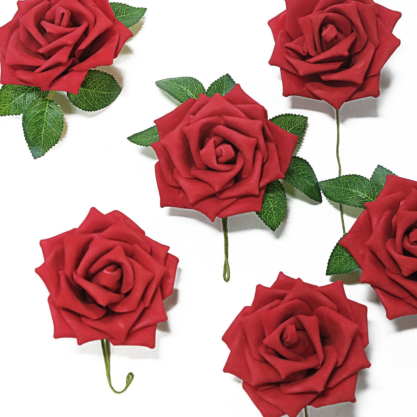 5 Inch Artificial Foam Flowers in Red Flexible 24 Roses 