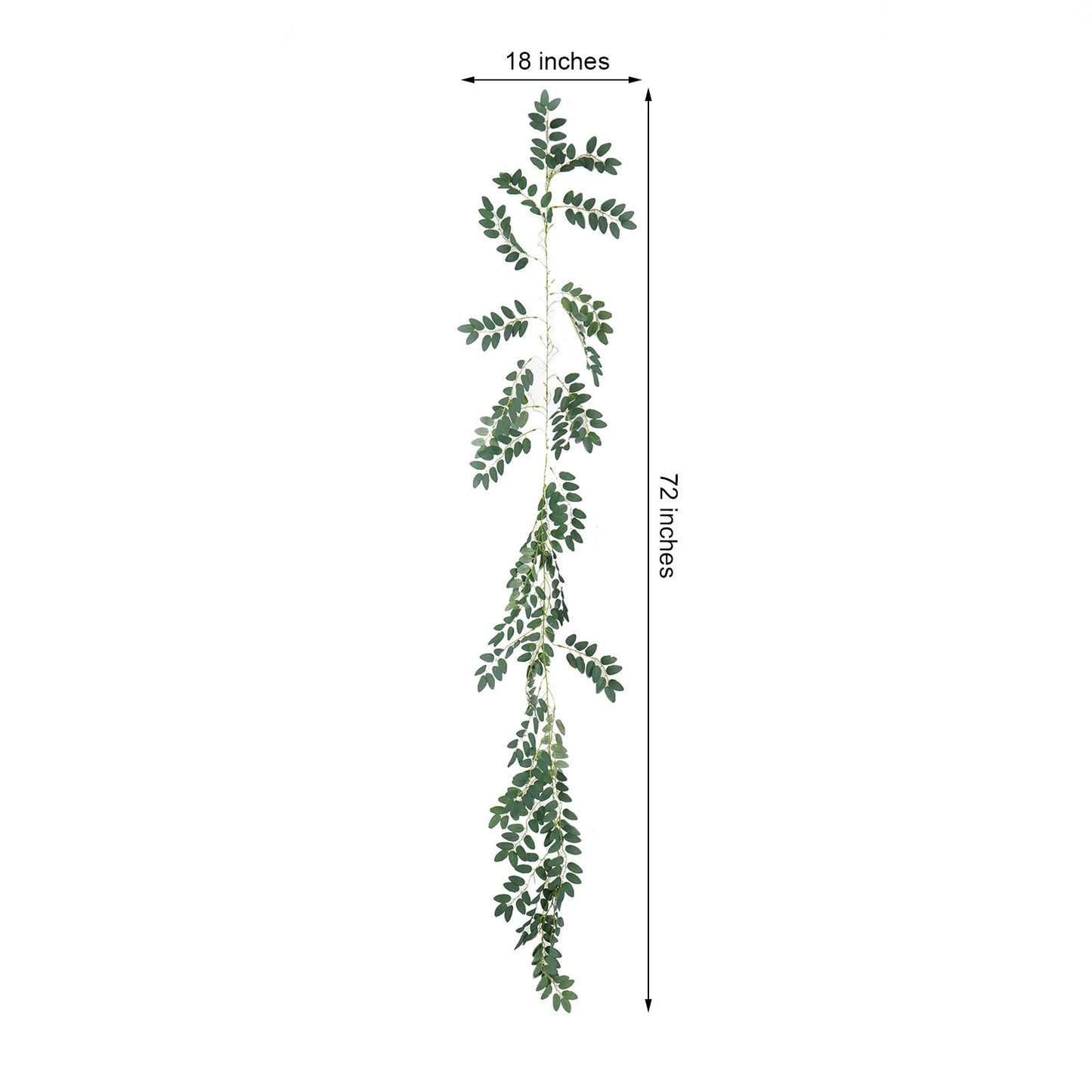 6ft green artificial honey locust leaf garland, flexible vine decor.