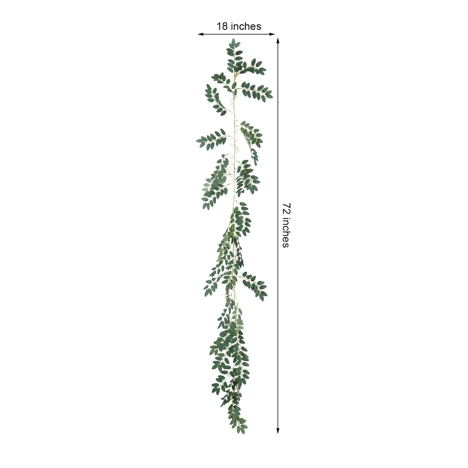 6ft green artificial honey locust leaf garland, flexible vine decor.