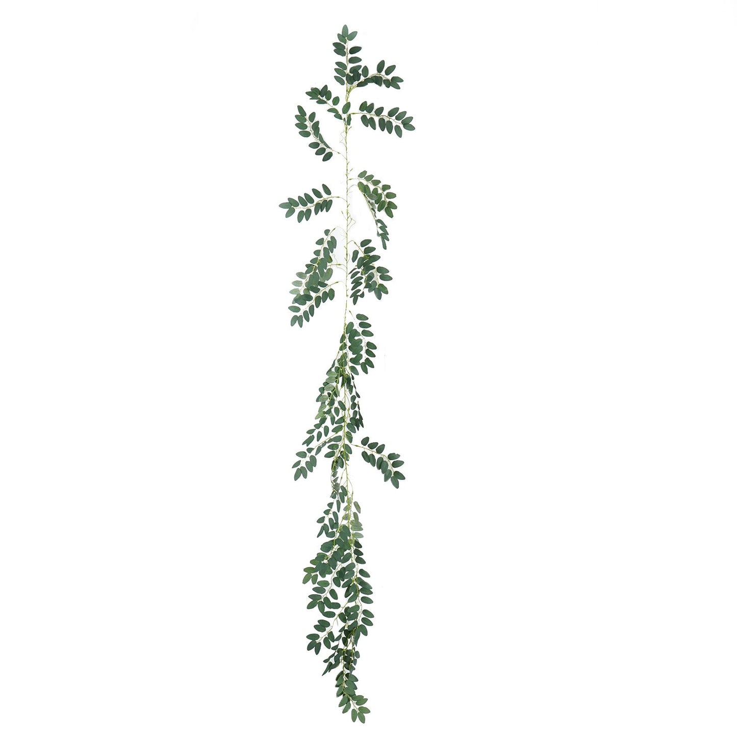 6ft green artificial honey locust leaf garland, flexible vine.
