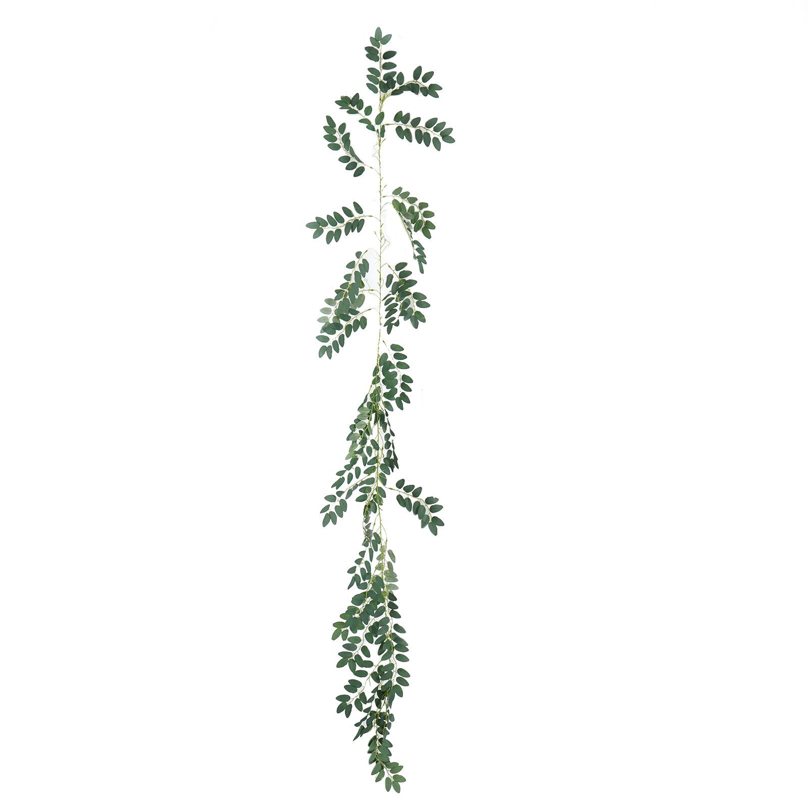 6ft green artificial honey locust leaf garland, flexible vine.