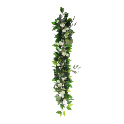 Leaf Ranunculus Artificial Eucalyptus & Willow Flower Garland Vines 40 Inch