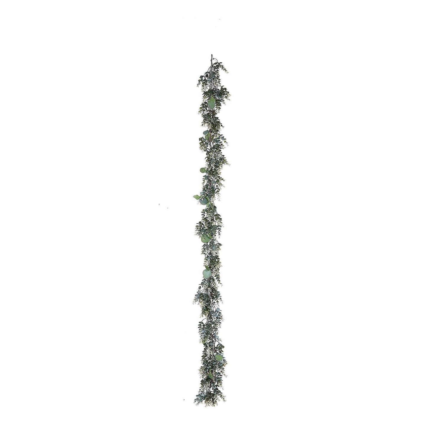 Frosted Green Artificial Eucalyptus and Boxwood Leaf Garland 6 Feet