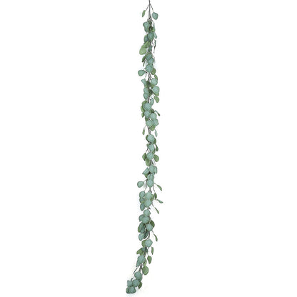 6.5 Feet Green Silk Frosted Artificial Eucalyptus Leaf Garland Vine