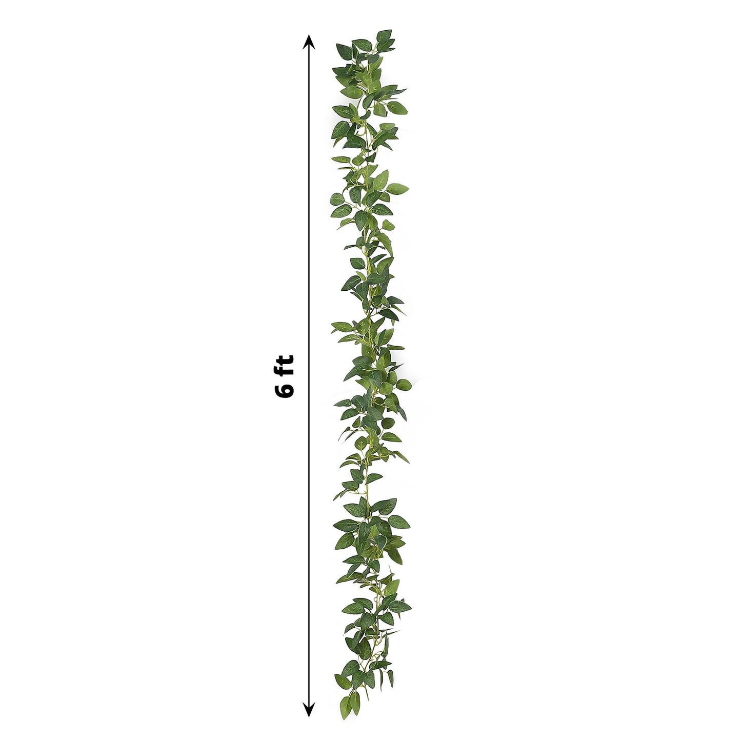 6ft | Real Touch Green Artificial Silk Rose Leaf Table Garland, Flexible Hanging Greenery Vine