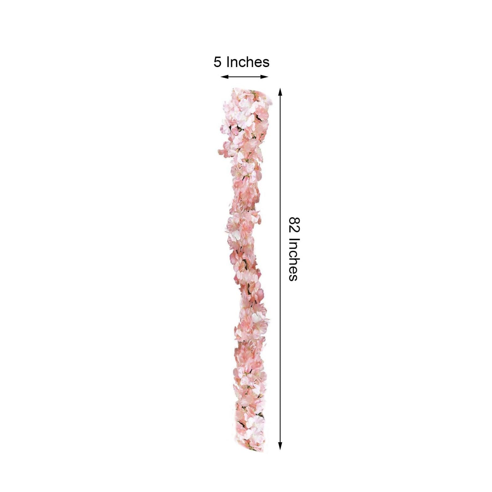 Blush & Rose Gold Hydrangea Silk Hanging Flower Garland Vine 7 Feet 