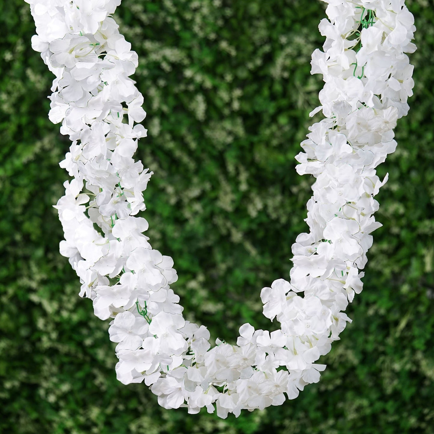 7ft | White Artificial Silk Hydrangea Hanging Flower Garland Vine