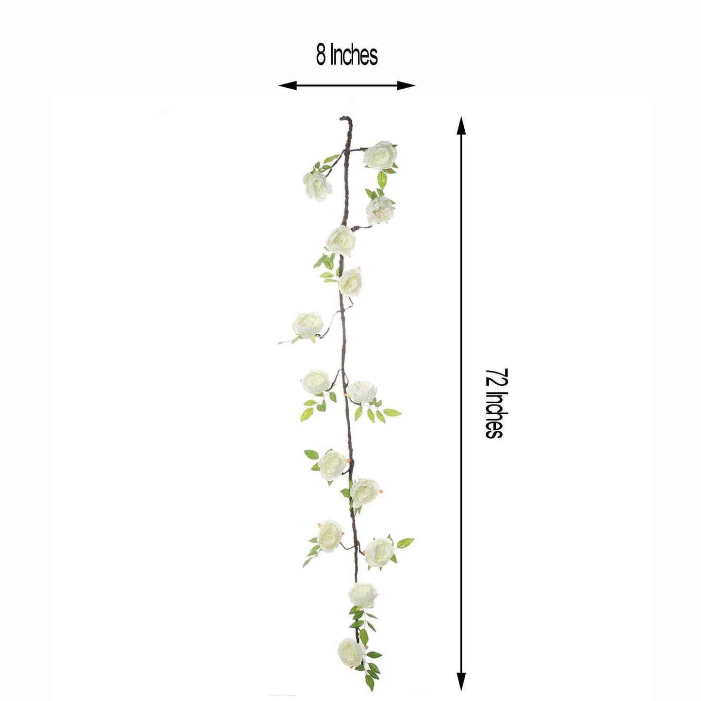 Cream artificial silk peony hanging flower garland.