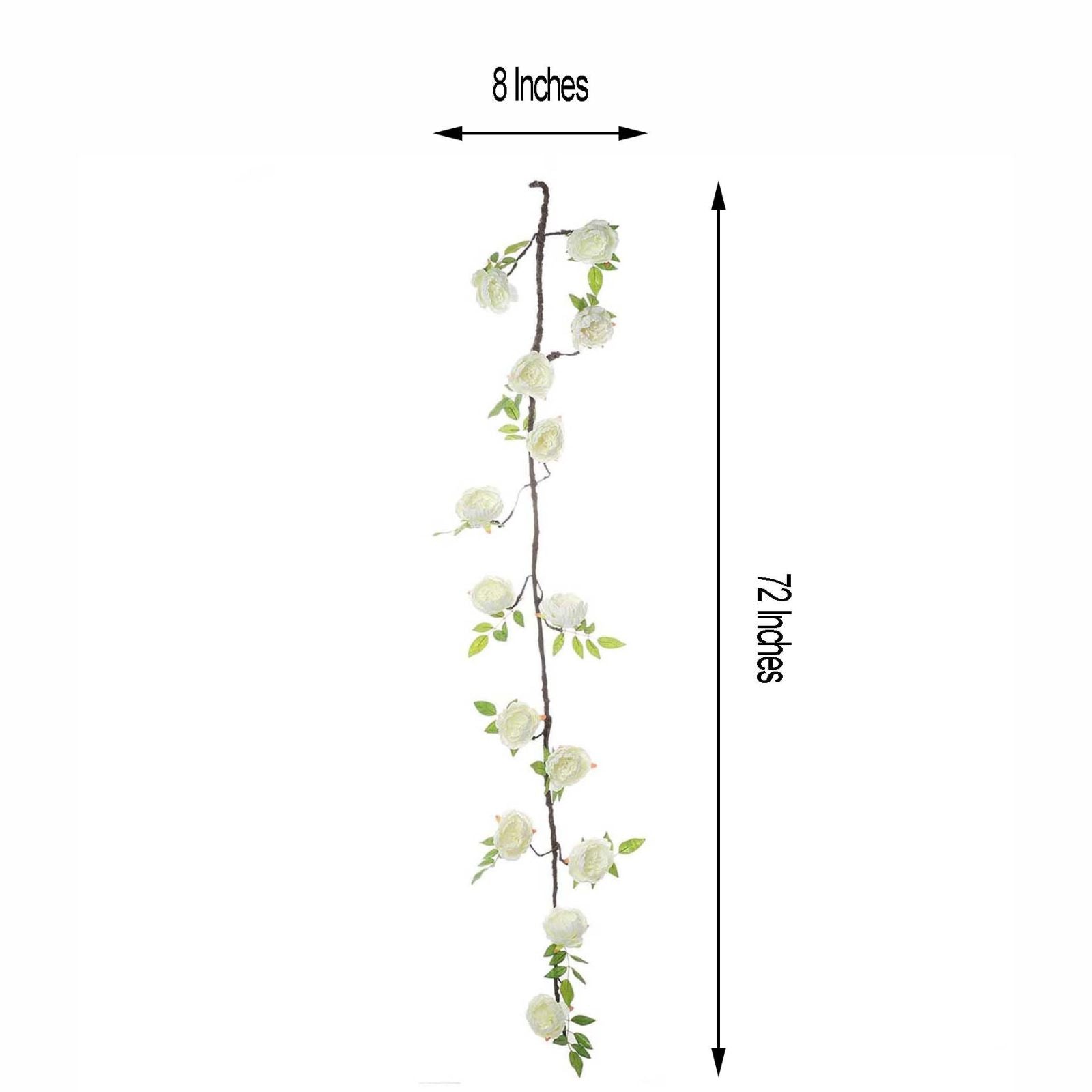 Cream artificial silk peony hanging flower garland.