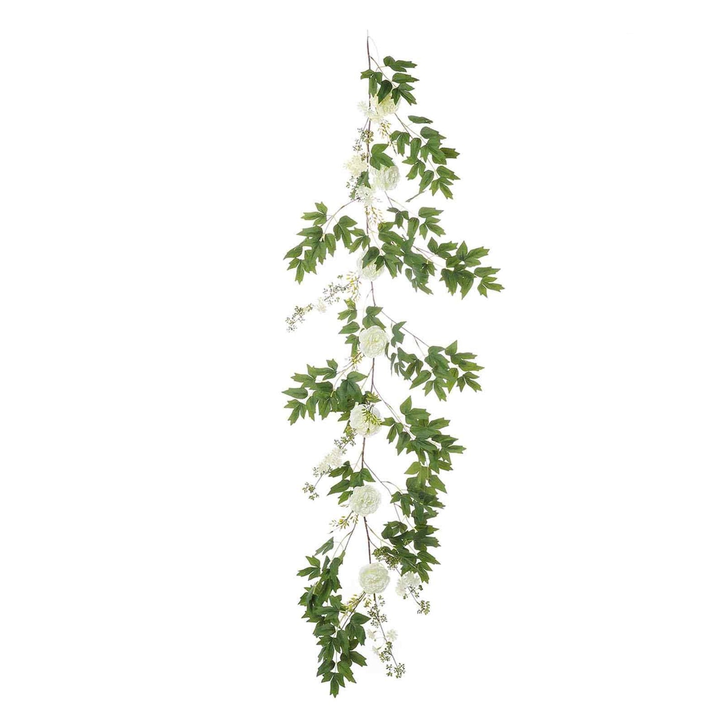 6ft | White Artificial Silk Peony/Foliage Hanging Flower Garland Vine