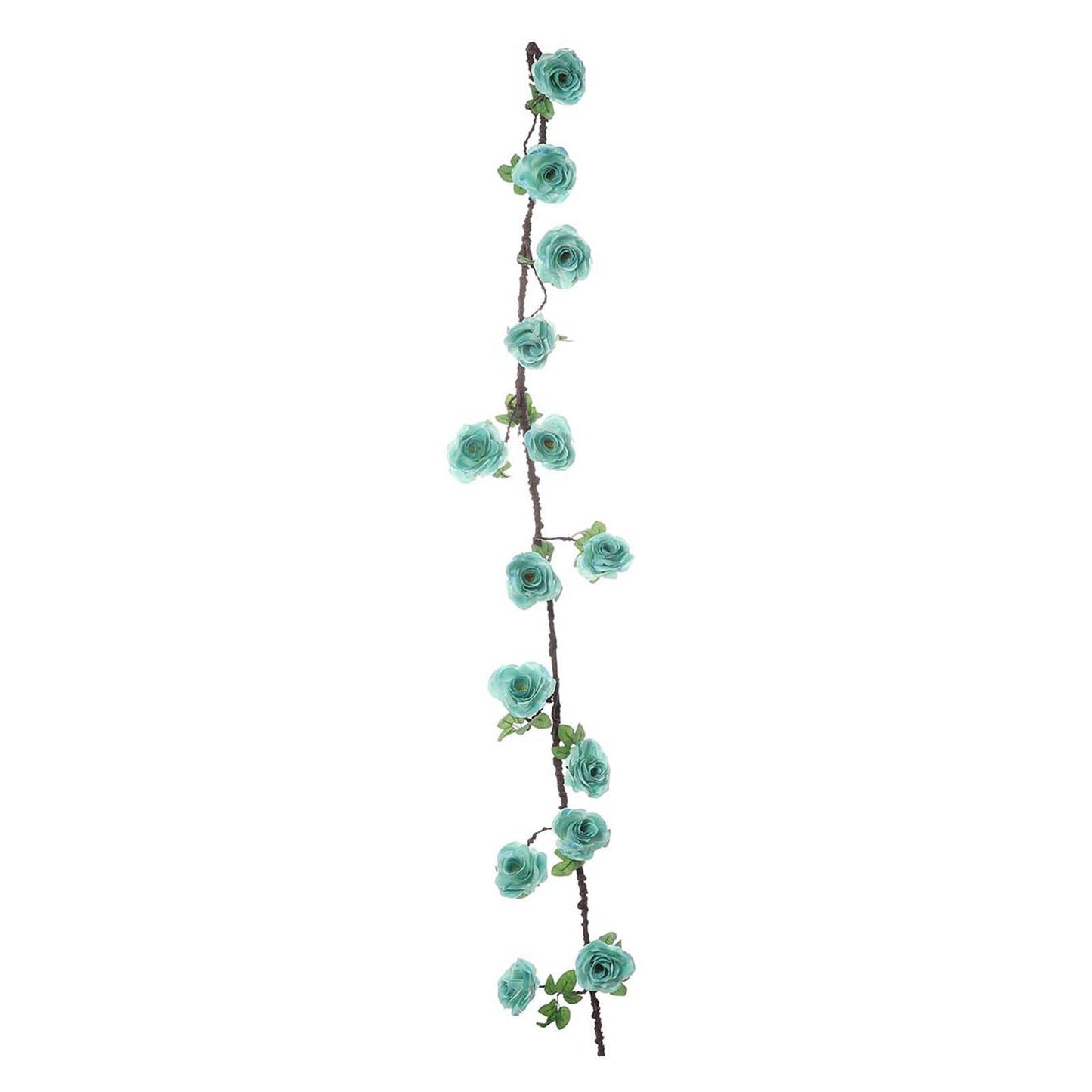 Aqua artificial silk rose hanging flower garland vine, 6ft long.