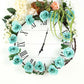 Aqua artificial silk rose hanging flower garland vine decoration.