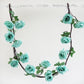 Aqua/Turquoise Artificial Silk Rose Hanging Flower Garland Vine