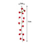 Red artificial silk rose hanging flower garland, 6ft faux vine decoration.