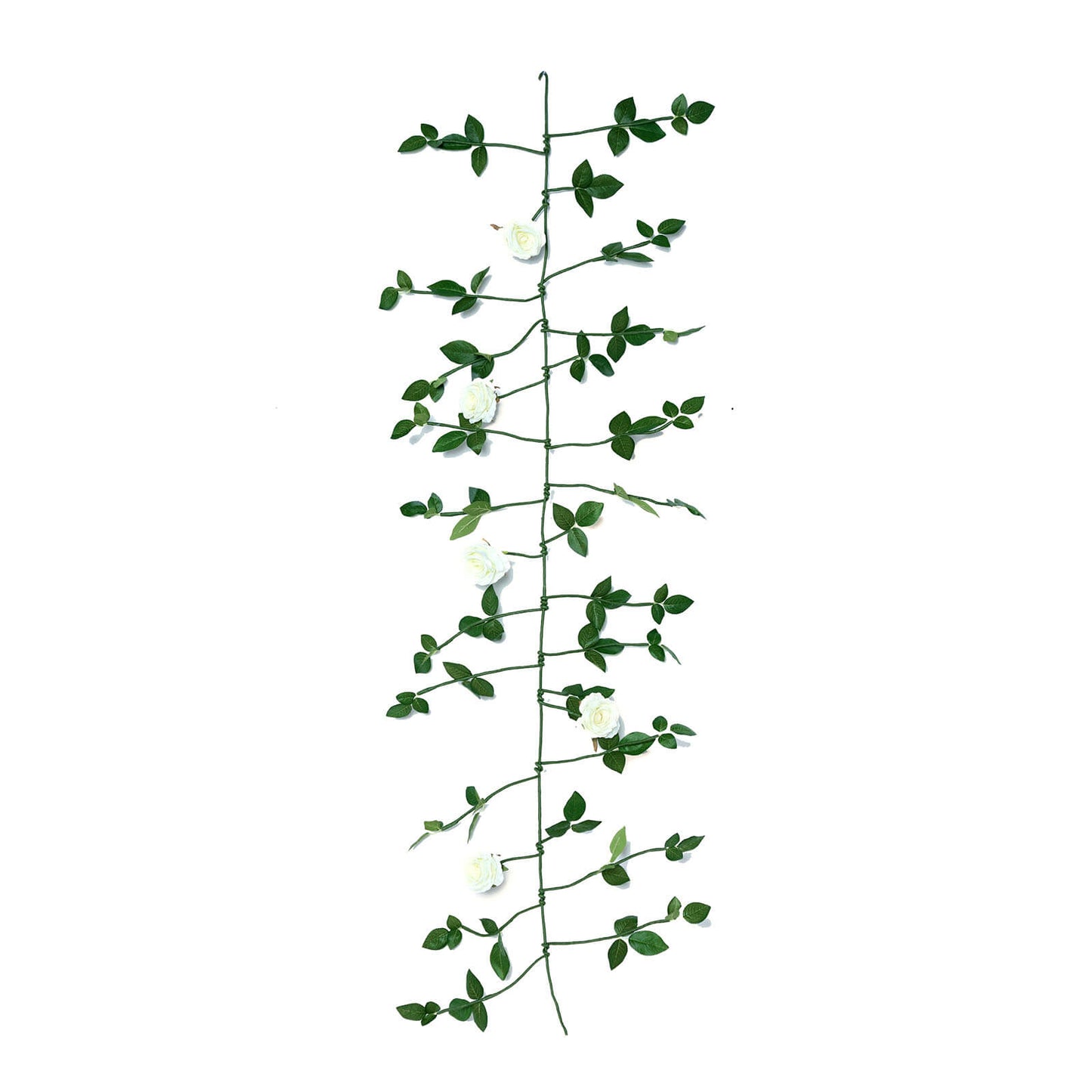 Cream artificial rose and leaf flower garland vine, 6ft long.
