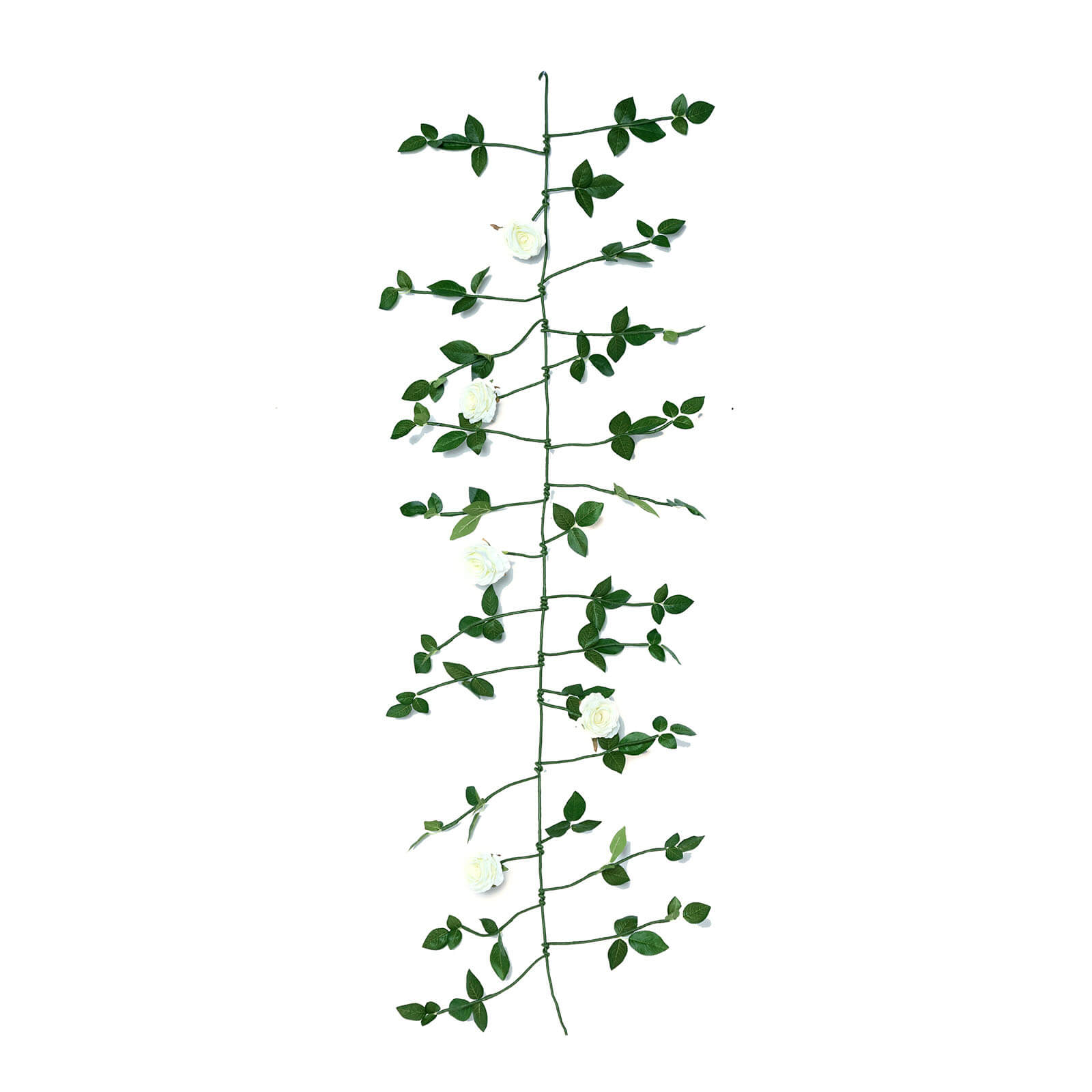 Cream artificial rose and leaf flower garland vine, 6ft long.