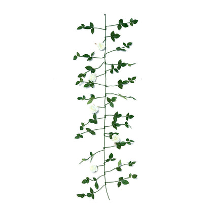 Cream artificial rose and leaf flower garland vine, 6ft long.