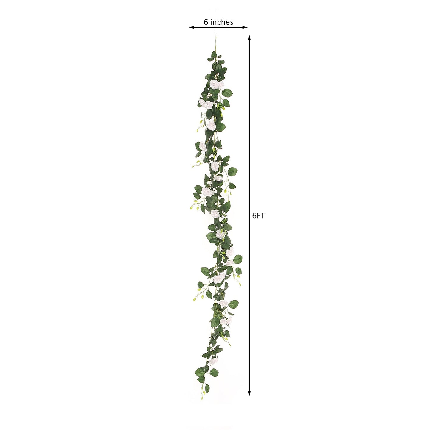 Blush artificial silk rose flower garland vine, 6ft long.