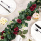 Burgundy artificial silk roses flower garland for decor.