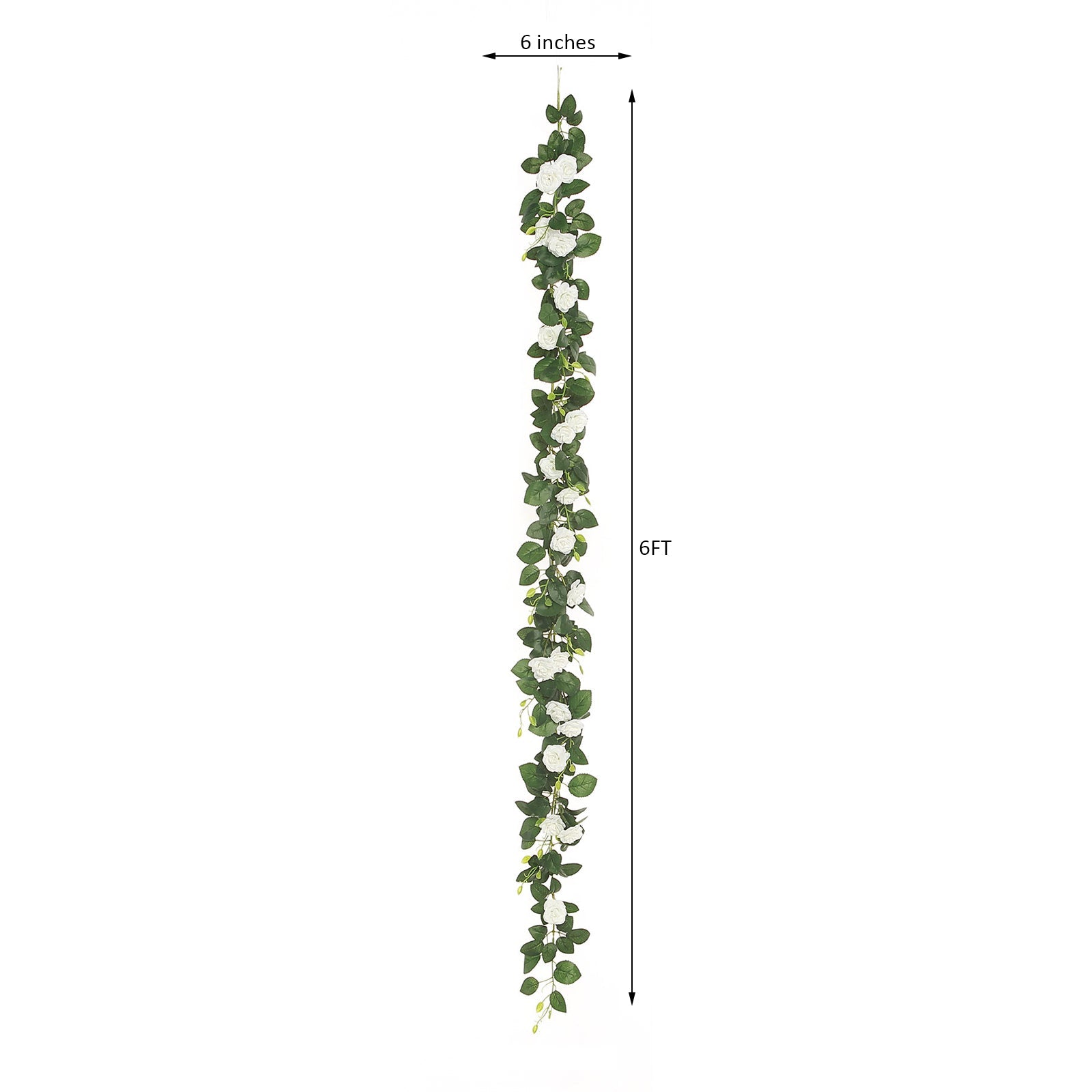 20 Cream Artificial Silk Roses Flower Garland Hanging Vine, 6ft Long