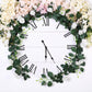 20 Cream Artificial Silk Roses Flower Garland on a clock with greenery.