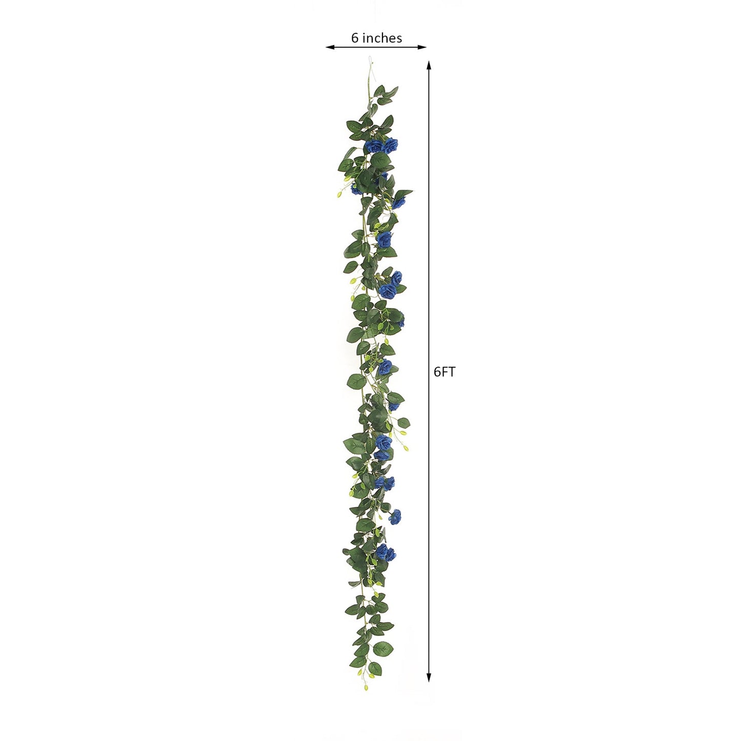 Royal blue artificial silk roses flower garland, 6ft long hanging vine.
