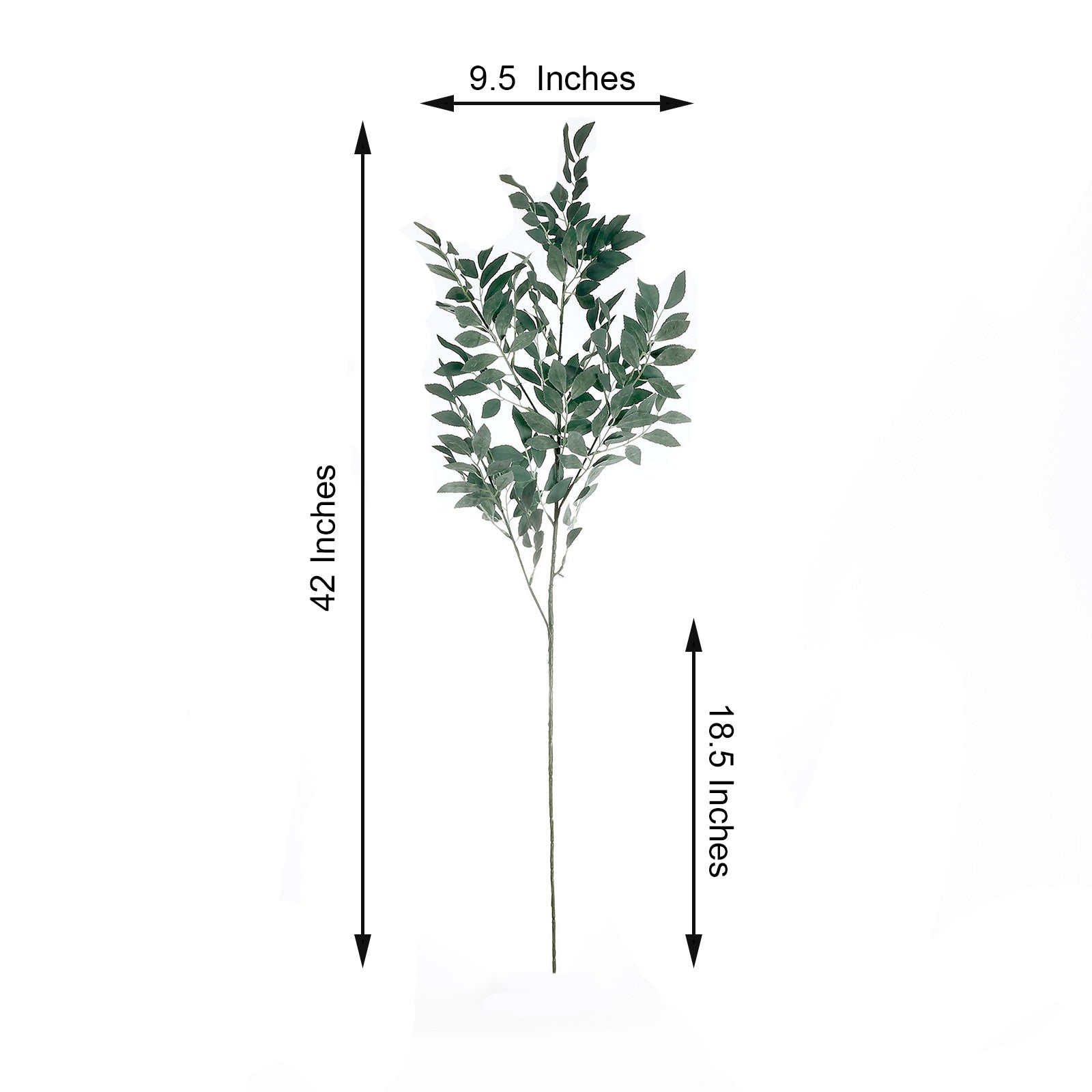 Frosted green artificial silk plant stem, 42 inches tall, perfect for vase fillers.
