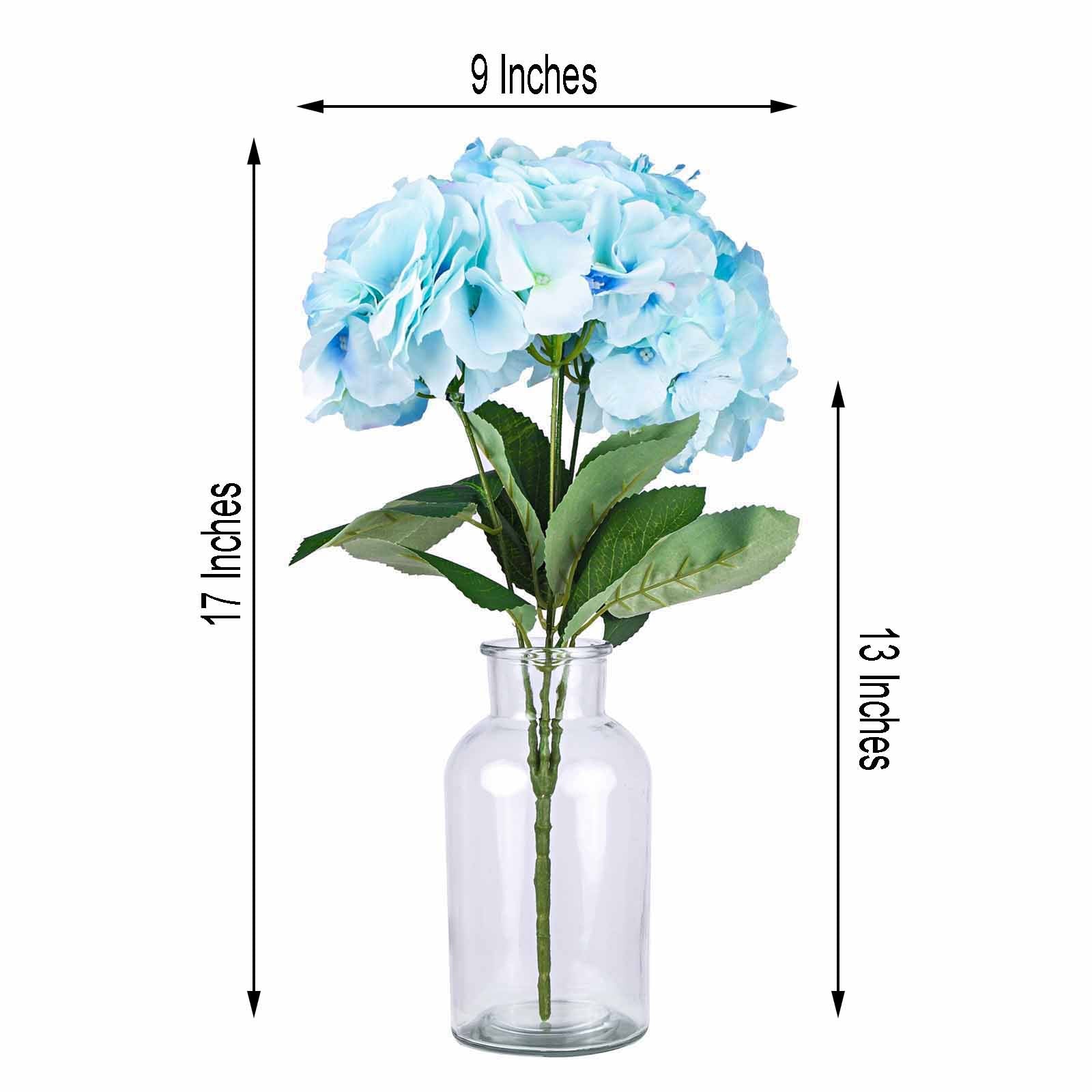 5 Bushes Artificial Silk Baby Blue Hydrangea Flower Bushes Bouquets 