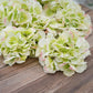 Lime and pink artificial satin hydrangeas for DIY arrangements.